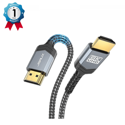 JSAUX 8K HDMI Cable 3M, JSAUX 8K HDMI Cord (8K@60Hz 7680×4320, 4K@120Hz), Supports 48Gbps eARC HDR10 HDCP 2.2 & 2.3 3D, Compatible with PS5, PS4, X-Box Series X, LG/Samsung QLED TV Grey (1 Pack) CV0011